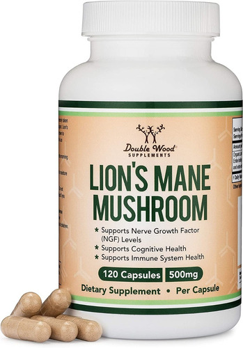Double Wood Lions Mane Mushroom 500mg 120 Capsules