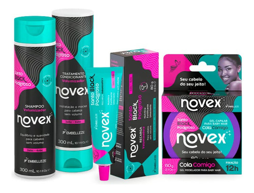 Kit Novex Shampoo Condicionador Recarga Volumizador Gel