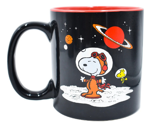 Taza Jumbo Para Café Metalizado Snoopy Astronauta 591ml