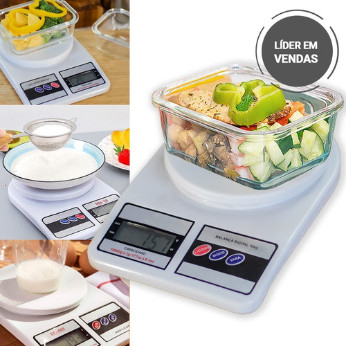 Balança De Cozinha Digital Precisão Compacta Fitness 10 Kg