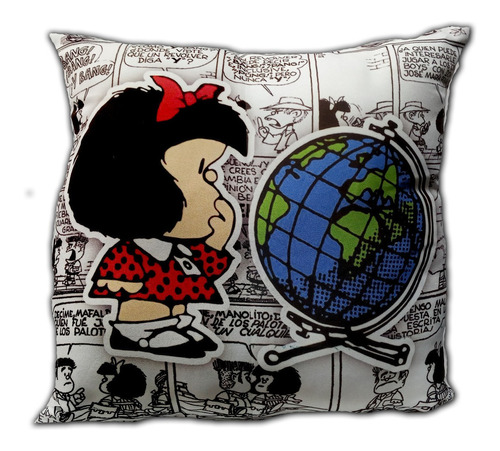 Almohadon Mafalda Mundo