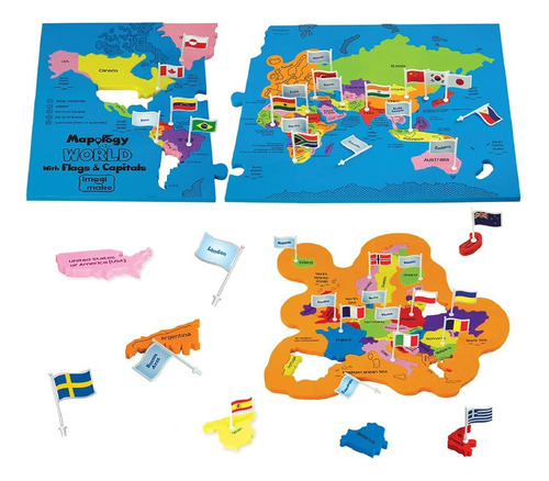 Rompecabezas De Mapas Del Mundo Imagimake Mapology Con Bande