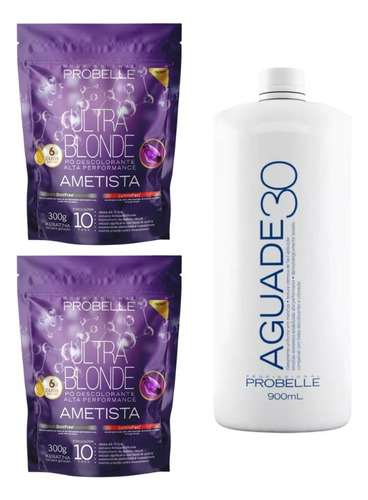 2 Po Descolorante Probelle 300g Ametista+agua Ox 900ml 30vol