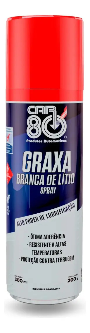 Car80 Graxa Branca Litio Lubrificante Spray Multiuso 300ml