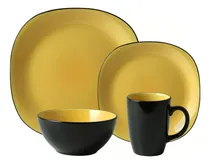 Comprar Set Completo De Vajilla Cerámica Bali Mostaza 16 Puestos