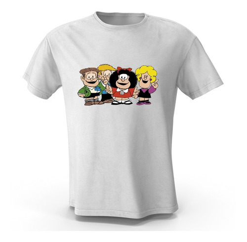 Imagen 1 de 6 de Remera Blanca Mafalda Amigos Hombre Mujer Niños Premium