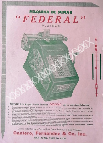 Cartel Retro Maquina Sumadora Federal 1917 /262 Raro