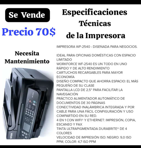 Impresora Multifuncional Epson Wf 2540