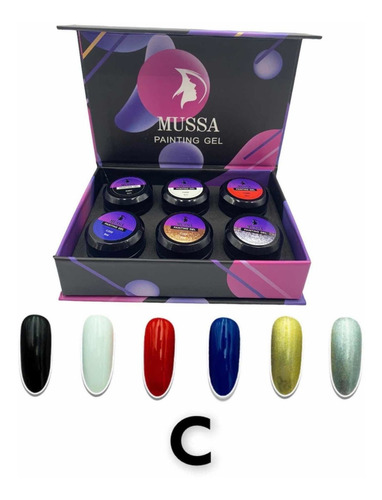 Gel Painting Para Uñas X 6 Piezas Marca Mussa Manicure Dam