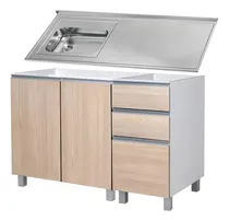 Comprar Combo Bajo Mesada 120 Cm Ricchezze Potenza + Mesada Johnson Acero Inoxidable Bacha Simple