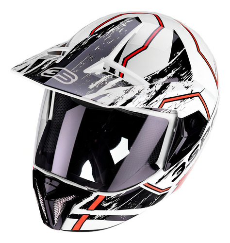 Capacete Bieffe 3 Sport Drax Branco Vermelho Brilho Tamanho do capacete 61