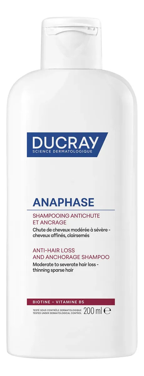 Shampoo Anticaída Ducray Anaphase para la Caída Crónica del Cabello Estimulante Fortalece Cabello Fino y Debilitado Afinamiento para Caída Crónica Vitaminas B5 B6 B8 Devuelve Volum