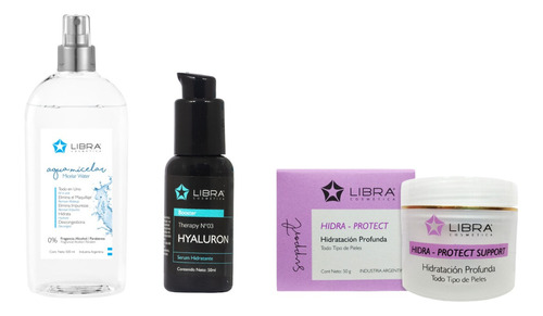 Agua Micelar + Serum Hialurónico + Crema Hidratante Libra