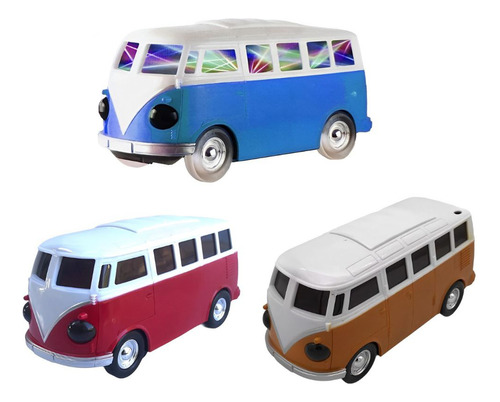 Carrinho Bate E Volta Kombi Com Luzes/som Gira 360º Cor Azul