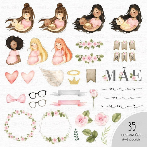 Kit Imagenes Png Cliparts Mamá Embarazada, Embarazo Est23