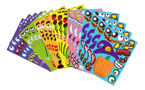 Halloween Make A Face Sticker Zombie Pumpkin Witch Puzzle