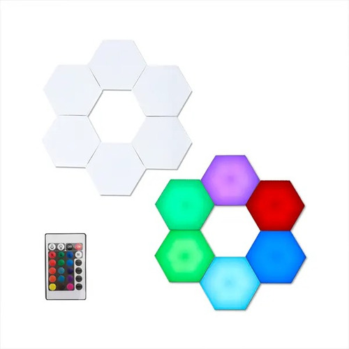 Set De 6 Luces Hexagonales Led + Control