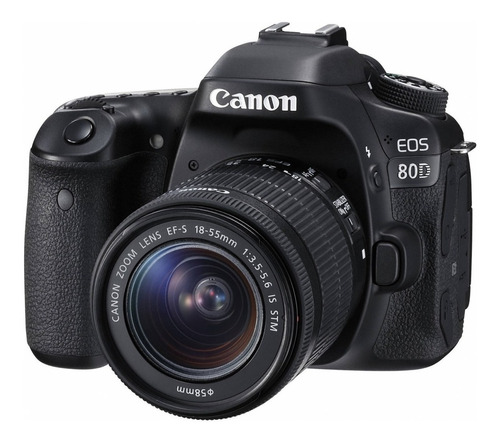  Canon EOS Kit 80D + lente 18-55mm IS STM DSLR color  negro 