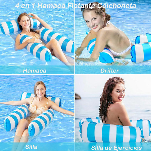 Hamaca De Agua Inflable 4 En 1, Pack De 2, Inflable Para