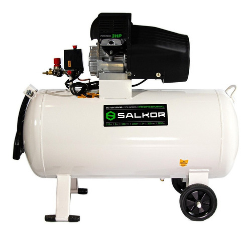 Compresor De Aire 100 Lts Monofasico 3 Hp Salkor Profesional Color Blanco Frecuencia 50hz