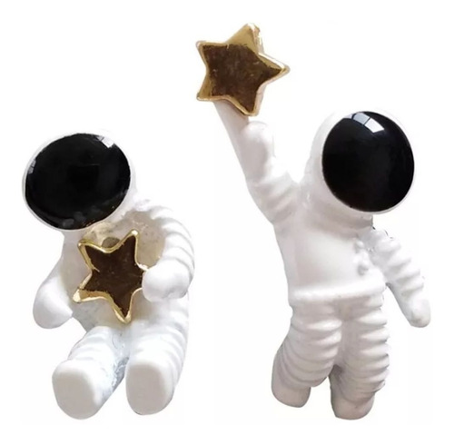 Aretes Bisutería Astronautas Blanco Con Estrella Detallado  