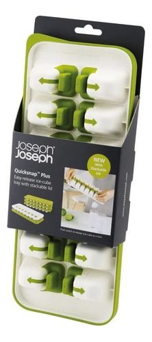 Cubetera Joseph Joseph Con Tapa Apilable Quicksnap Plus Color Verde y Blanco