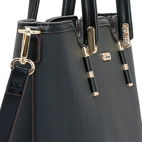 Bolsa Feminina Média Transversal Ombro Mão Chenson Original Cor Preto Elegante