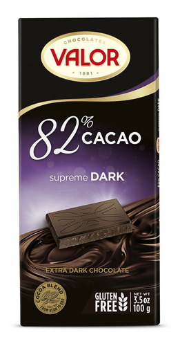 Chocolate Valor 82% Supreme Dark 100g