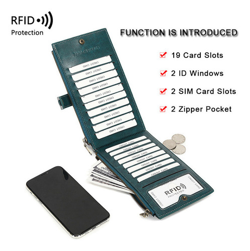 Cartera Con Bloqueo Rfid Con Doble Cremallera For Teléfonos