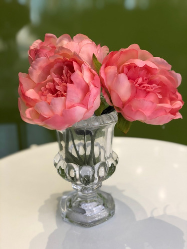 Imagen 3 de 4 de Flor Artificial Peonia Vara Tela Decorativa