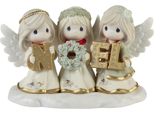 Figura Porcelana Bisque Angeles Noel Joyeux Noel 