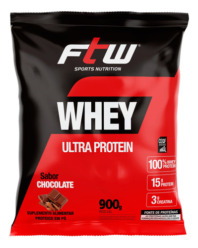 Whey Concetrado Ultra Protein Sabor Chocolate Refil 900g - Ftw