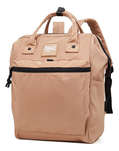 Mochila Boca Rígida Everlast Microfibra Amplia Moda Urbana Color Kaky 22584
