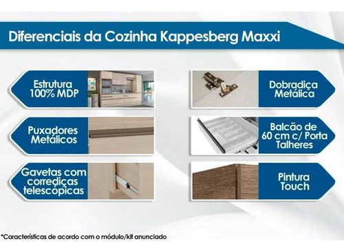 Cozinha Modulada Kappesberg Maxxi 13 Peças (4aéreos+4balcões