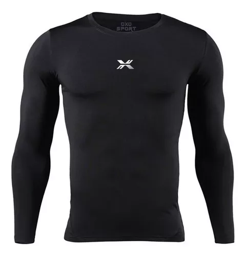 Buzo Deportivo Camiseta Larga Slim Fit Gym Lycra Fria Uv Azul oscuro