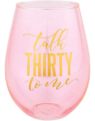 Slant Collections Pink Iridescent 30th Birthday Glass Stemle