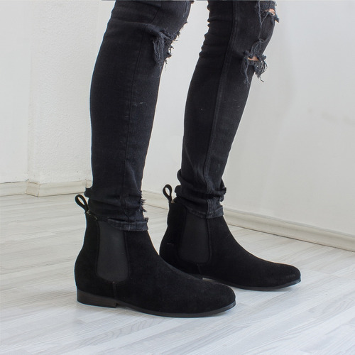 Andala Botas Chelsea Para Hombre Piel Gamuza - Color Negro