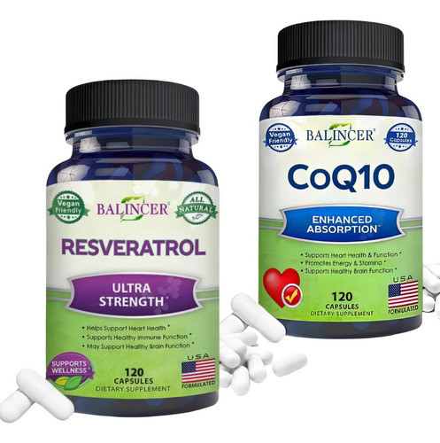 Pack Resveratrol 1000mg Y Coenzyma Q10 400mg 240 Cáp