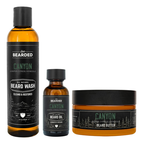 Live Bearded: Kit De Aseo De Barba De 3 Pasos - Canyon - La.