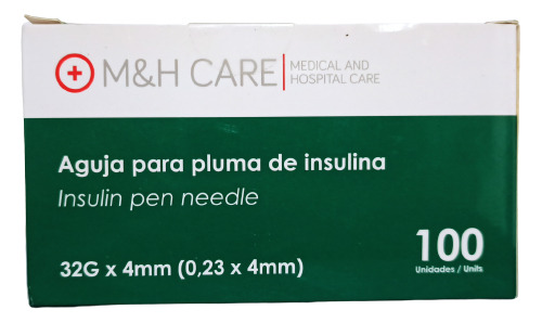 Aguja Para Pluma De Insulina M&h Care 32 G X 4 Mm 