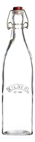Botella De Vidrio Cuadrada Con Tapa Clip 1 L Kilner Color Transparente