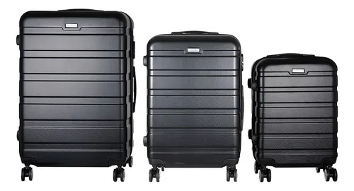 comprar Set x 3 Valijas Gadnic Maletas Rígidas Cabina 4 Ruedas 360 Candado Carryon Color Negro Distintas Medidas Viaje