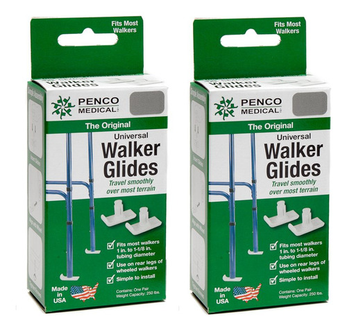 Penco Medical Universal Walker Glides  plata Gris, 2