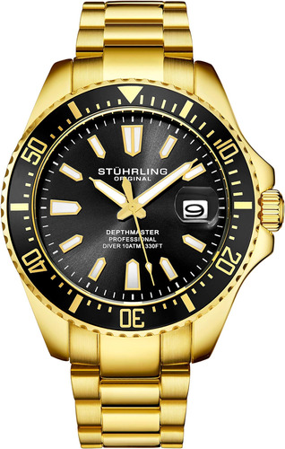 Stuhrling Relojes Para Hombre Reloj De Buceo Esfera Negra 42