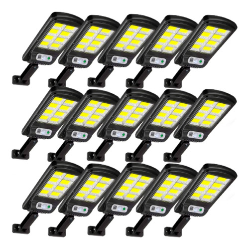 Kit 15 Luminárias Solar Refletor Poste Led 100w Potente Água Cor Preto