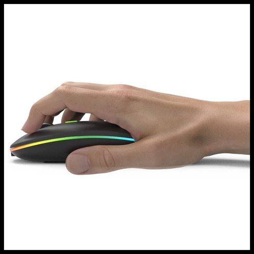 Mouse Dinax Inalámbrico Con Luces Rgb (recargable) Negro