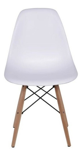 Silla de comedor BoxBit DKR Eames base madera, estructura color blanco, 1 unidad