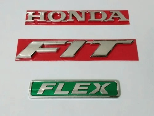 Kit Emblema Honda Cromado + Fit Cromado + Flex 09/14 - 3 Pçs
