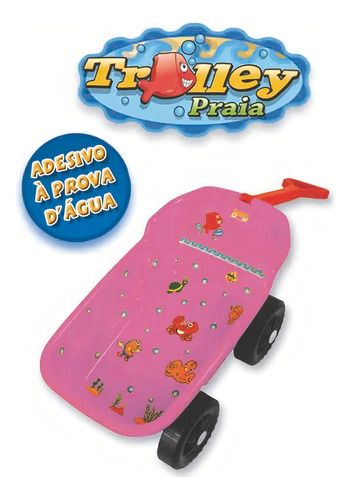 Carrinho De Praia Trolley Infantil Com Acessórios E Adesivos