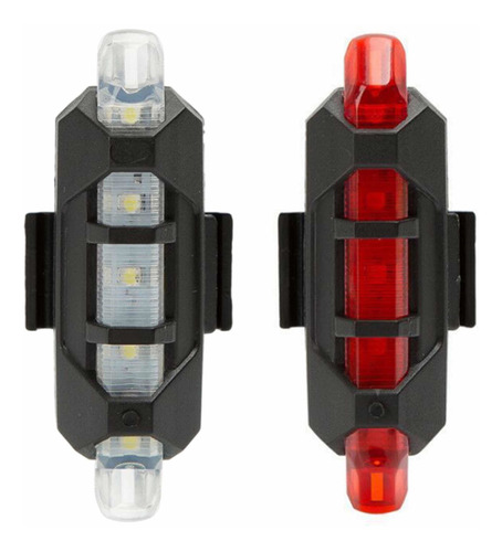 Combo Luces Recargable Usb Bicicleta  Blanca Y Roja Luz Par